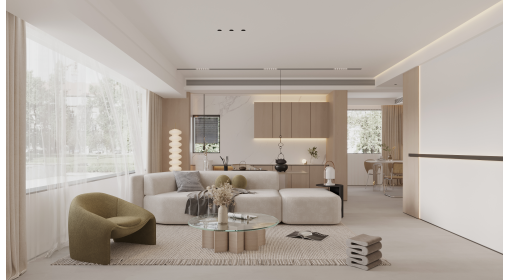 臺州·悅景園123m2現(xiàn)代奶油風格三居室