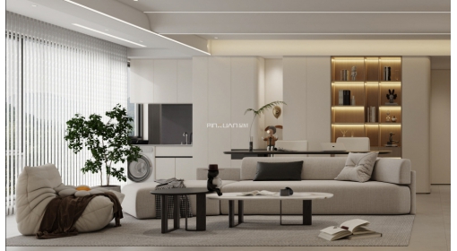 臺州·云樾東方129m2現(xiàn)代奶油風格三居室